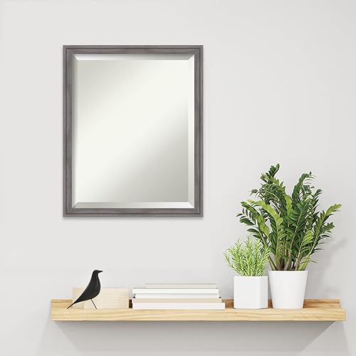 Miniatura 10 de Amanti Art Espejo de pared, espejo de marco gris rústico para decoración de pared o para usar como espejo de baño para sobre el fregadero (25.25 x