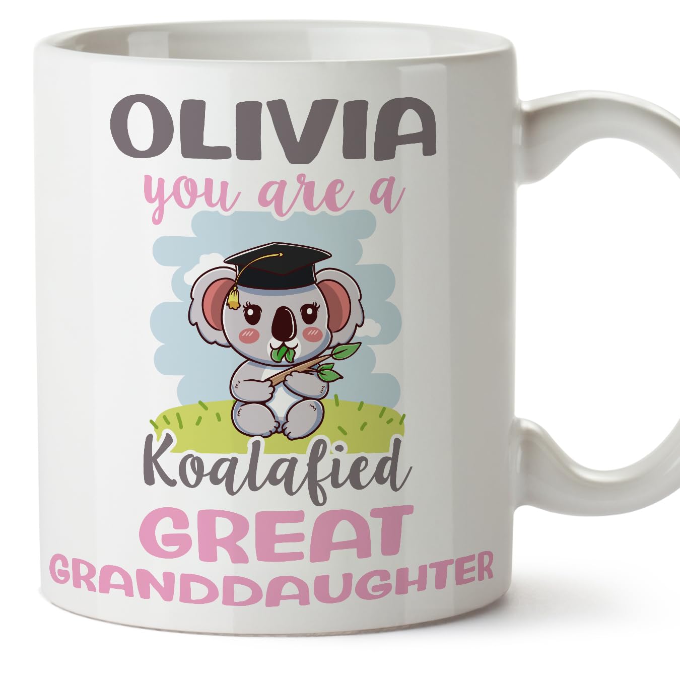 MUGFFINS Personalised Mug for Great Granddaughter - in English - Custom Koalafied - Funny Custom Gift - Ceramic 11oz Mug