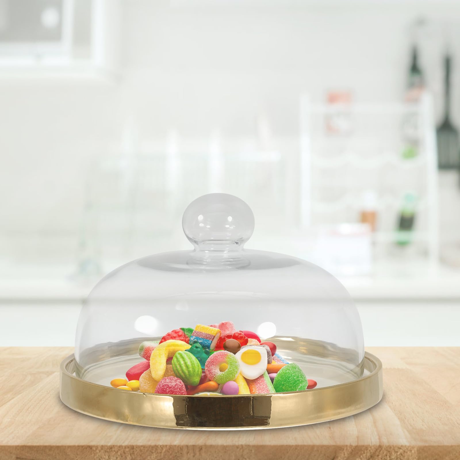 USHOBE Alzata per Dolci con Cupola in Vetro e Ceramica, Piatto per Torta Semplice e Stiloso, per Feste e Banchetti, Mantiene Cibo Pulito e Facile da Esporre