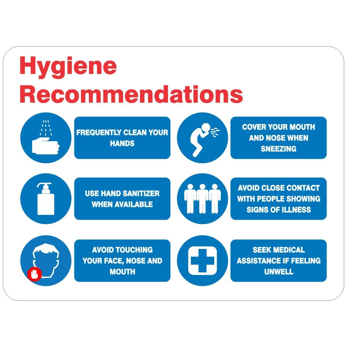 Hand And Hygiene Recommendation Mandatory Signs Metal Tin Sign 8 x 12 inch for Industrial & Commercial