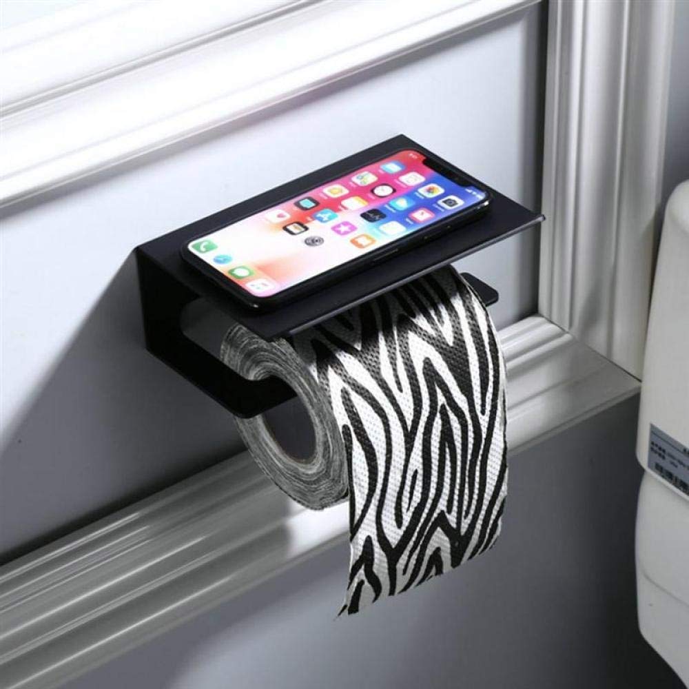 Uchwyt na papier toaletowy - Kreatywny uchwyt ścienny z aluminiową półką ręczniki i rolkami papieru, stojak telefon komórkowy