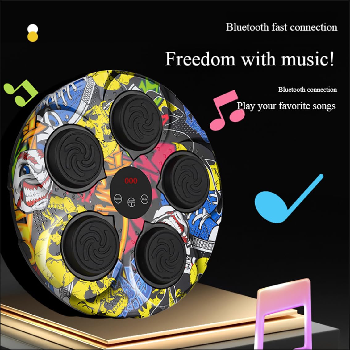 Máquina de boxeo con música de camuflaje inteligente, equipo de boxeo, objetivo musical electrónico para ejercicios montado en la pared, 9 modos de entrenamiento, 9 velocidades ajustables, para niño