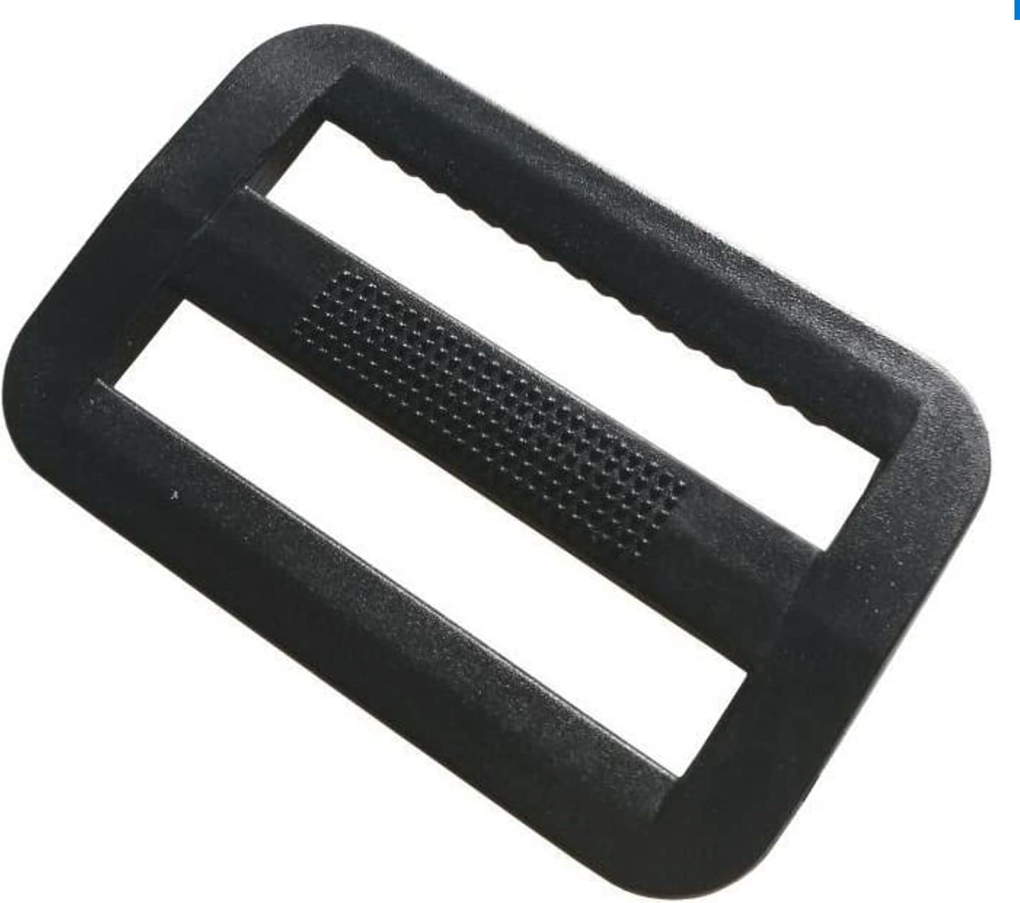 1.5in/38mm Black Plastic Tri-glide Slide Teeth Adjustable Webbing Strapping Slider Buckle for Belt Backpack and Bags