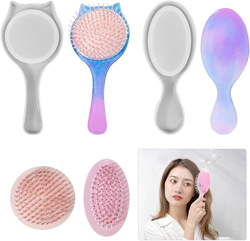 DeryArcle 2 moldes de resina para peines para el cabello, moldes para peine de orejas de gato con 2 cepillos para el cabello, moldes de silicona disponible en Yaxa Costa Rica