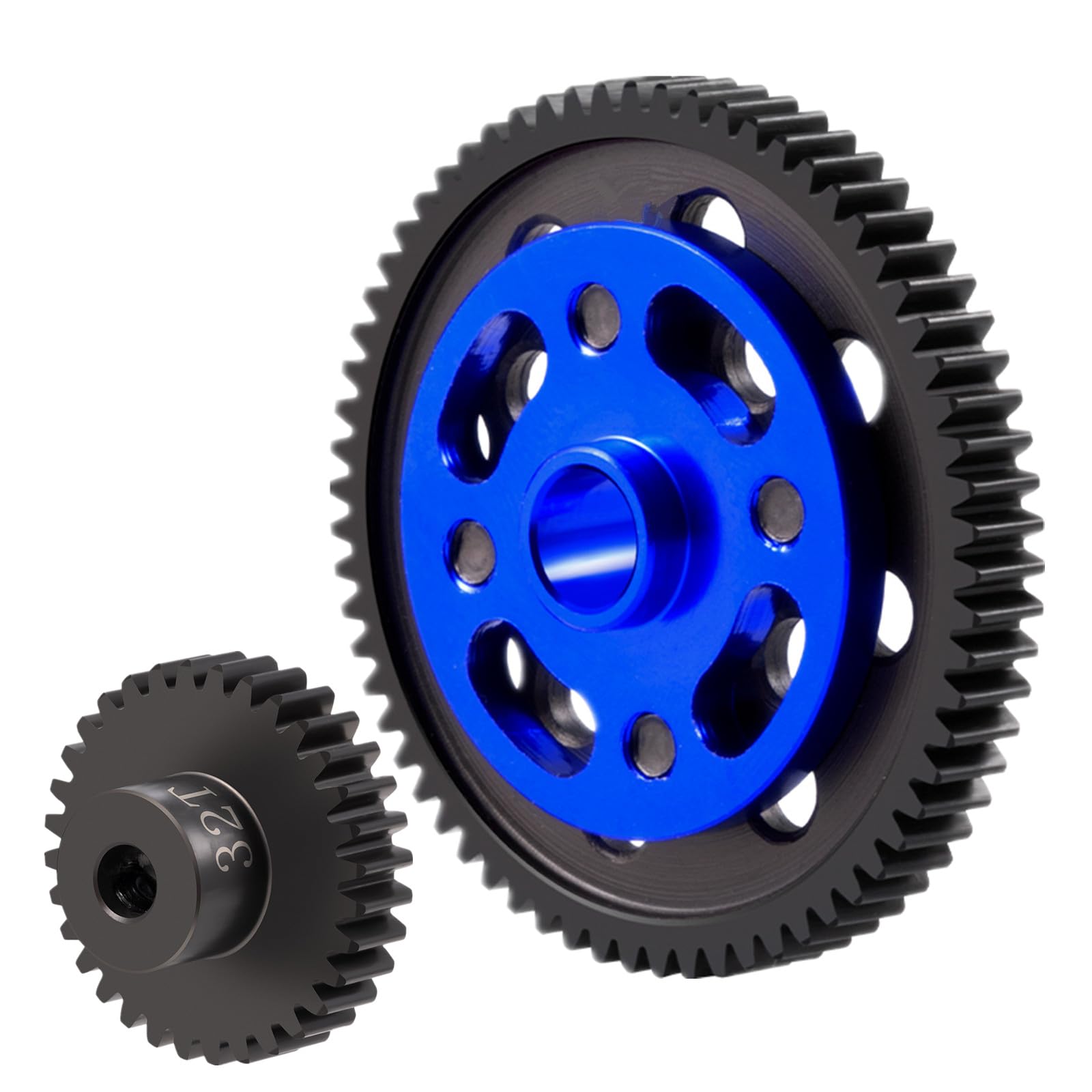 QUPA AM STORE 63T 64T 66T 71T Steel High Speed Spur Pinion Gear Set for Tamiya TT-02/TT-02D/TT-02R/TT02 TYPE-S/TT-02 SRX RC Cars Upgrade (71T-32T-Blue)