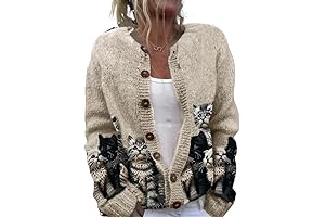 Women Oversized Cardigan Sweater for Cat Lovers