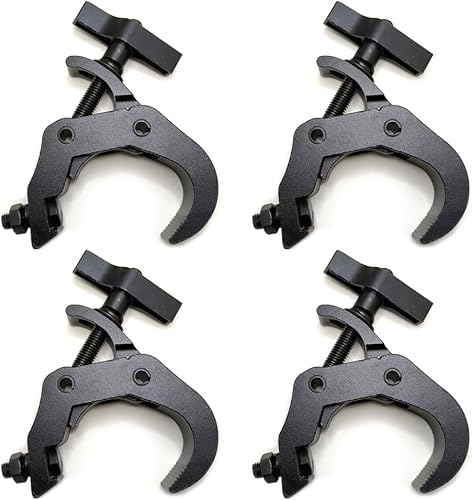 Miniatura 4 de Paquete de 4 abrazaderas de iluminación de escenario resistentes, capacidad de carga de 440 libras, abrazaderas negras de aleación de aluminio,