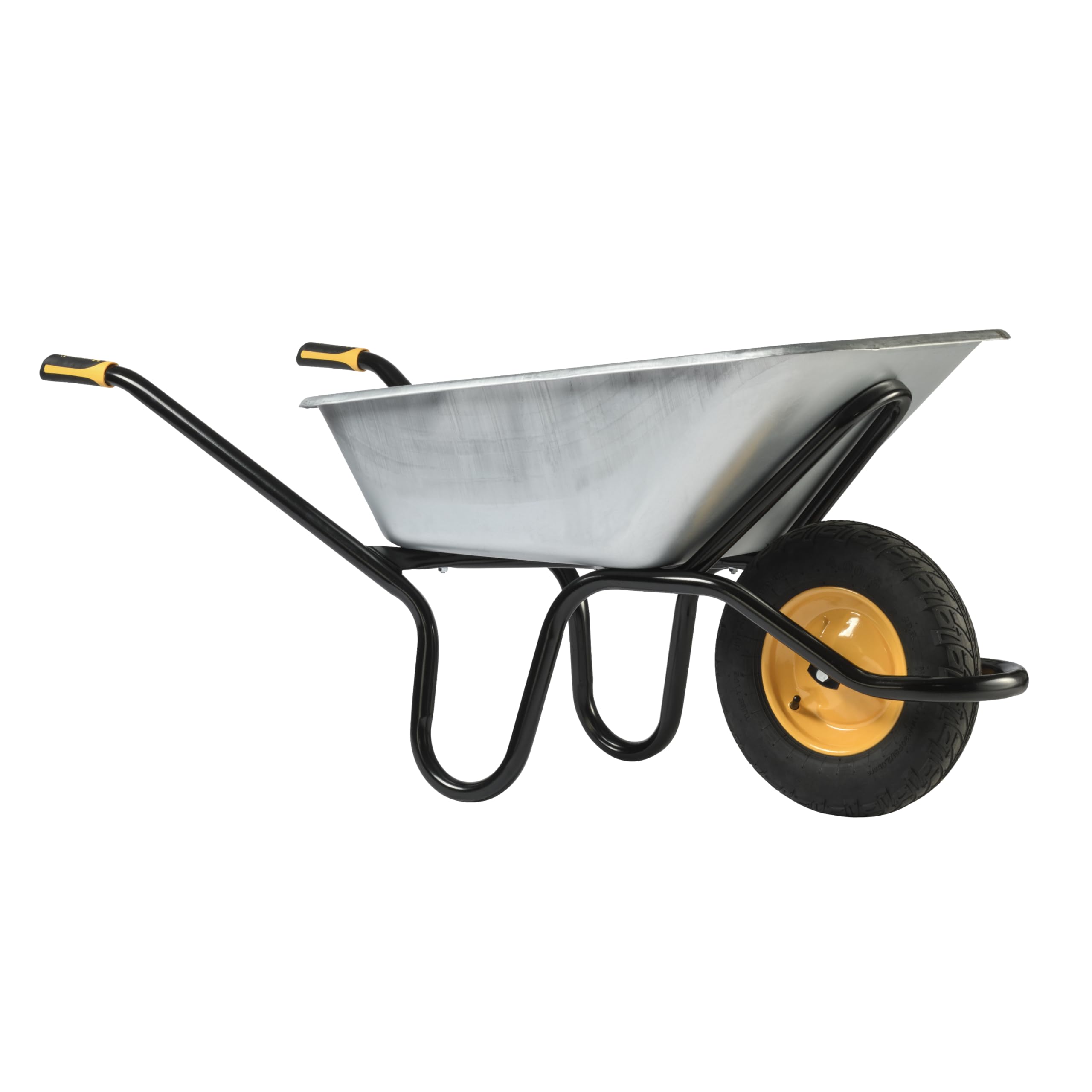 HAEMMERLIN BAU Plus 120 Profi Schubkarre 120L, verzinkt, 250kg Tragkraft, Bauschubkarre, kugelgelagertes Luftrad Ø 400 mm, Alpha-Stahlgestell, ergonomische Softgriffe
