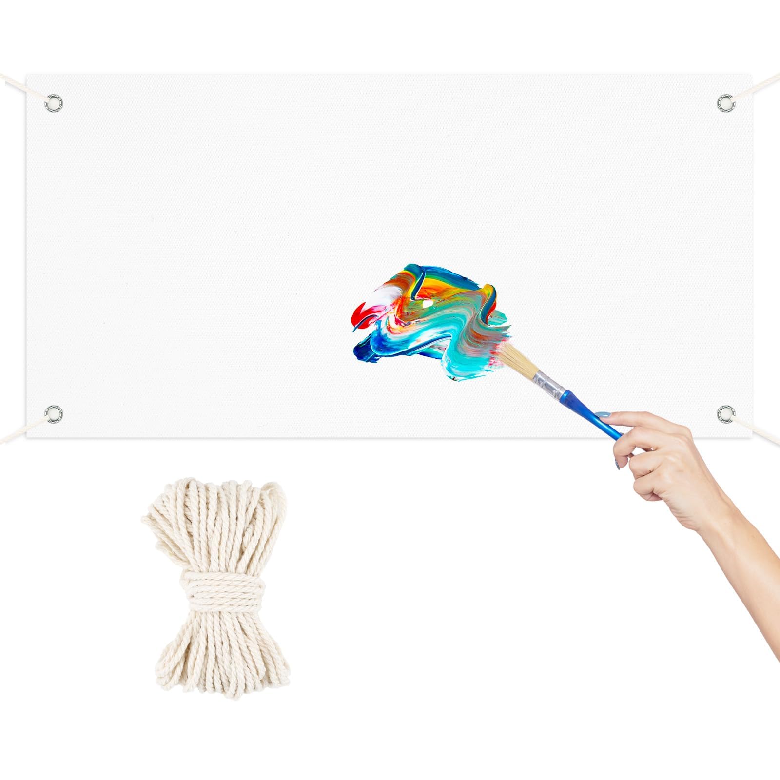 DIY Mal-Banner Set 300x50cm – Weißes Banner Mit Ösen & Seil Zum Selbstgestalten Für Party, Abi, Geburtstag