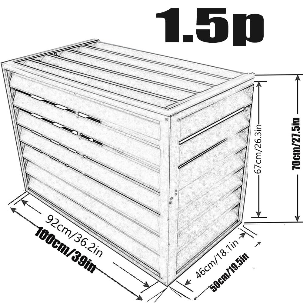 Osłona klimatyzatora zewnętrznego, aluminiowa kratka do klimatyzatorów i pomp ciepła, brązowa, żaluzjowa osłona do ogrodu, ochrona przed warunkami atmosferycznymi, do sprzętu outdoorowego (1,5 szt.)