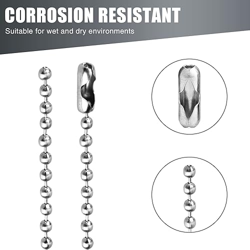 Miniatura 4 de 10 cadenas de placa de identificación para perro, collar de cadena de bola, cadenas de placa de identificación para hombre, cadena de metal chapado