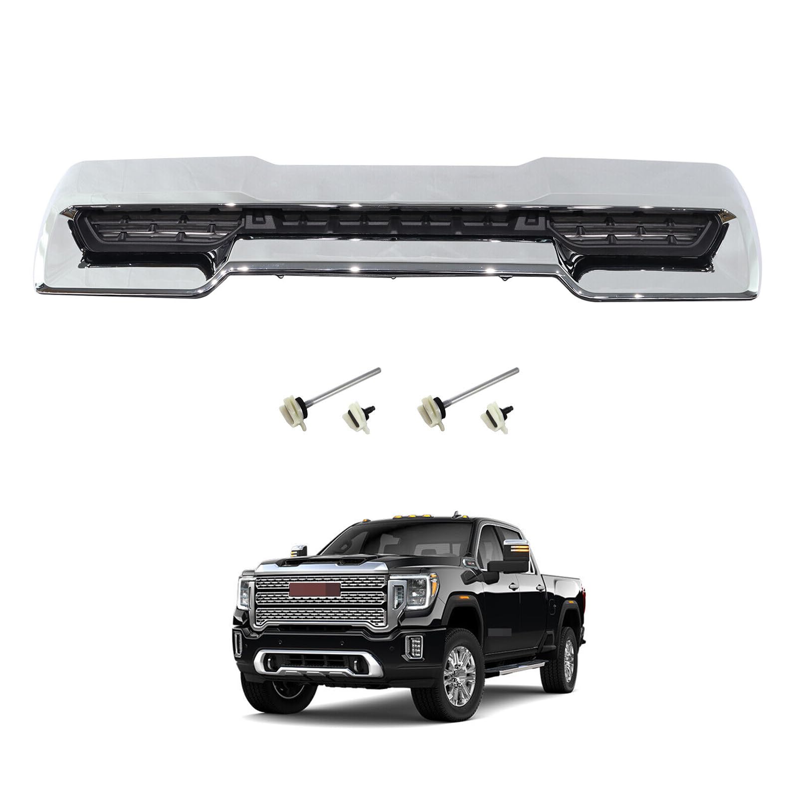 Front Hood Vent Compatible with 2020-2023 GMC Sierra 2500HD 3500HD, Chrome Bumper Air Vent Trim for Hood Scoop - Replacement OEM#84802216 | Part NO.84686275
