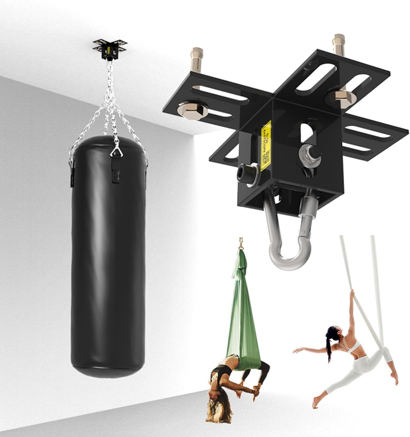 Punching Bag Hanger, Eight Hole Heavy Duty Ceiling Hooks - Load Capacity 660lb Punching Bag Stand with Mountaineering Buckle, for Sandbags, Swings, Hanging Chairs, Yoga Silk
