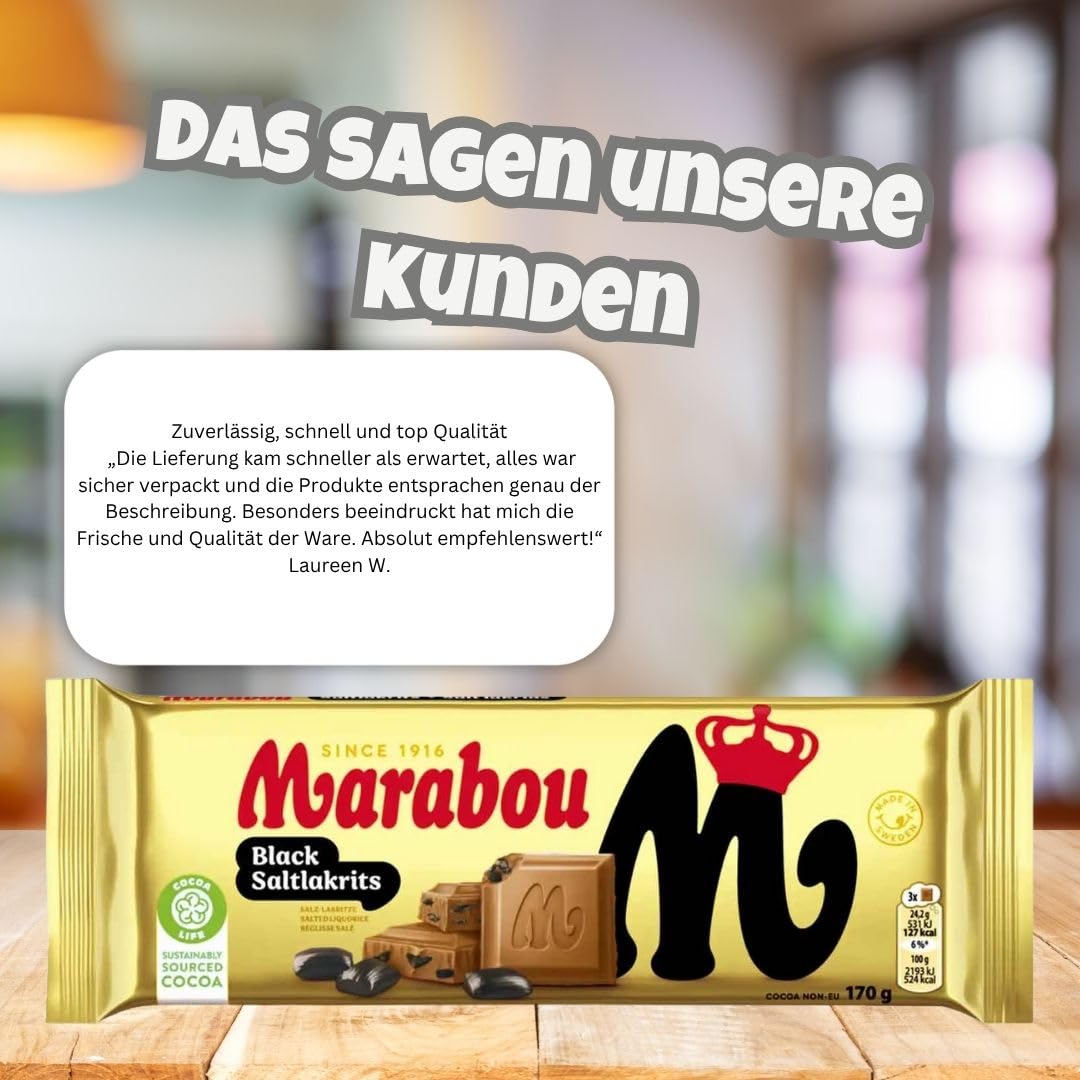 Marabou Black Saltlakrits 10×170 g (insg. 1,7 kg) | Süß-salzige Schokolade mit Salzlakritz | Großpackung für Büro, Events & Handel | Schwedische Schokolade