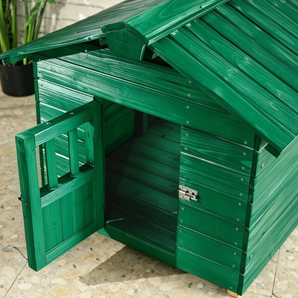 Gabbia per cani Cuccia for cani in legno con porta da esterno Casa del cane