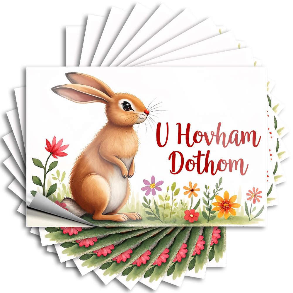 Desk Decor for Men, Bumper Funny Bumper Quote Stickers, Smiley Face No Residue Decals for Luggage | Water Party Favor Custom A Cute Rabbit Sits Amidst Colorful Flowers(8X12CM)