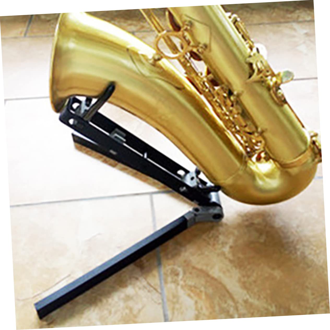 Supporto per Sax Contralto Pieghevole Portatile in Metallo Nero | Antigraffio e Antiscivolo, per Conservazione del Saxofono, Aspetto Semplice, Uso in Aula Musica