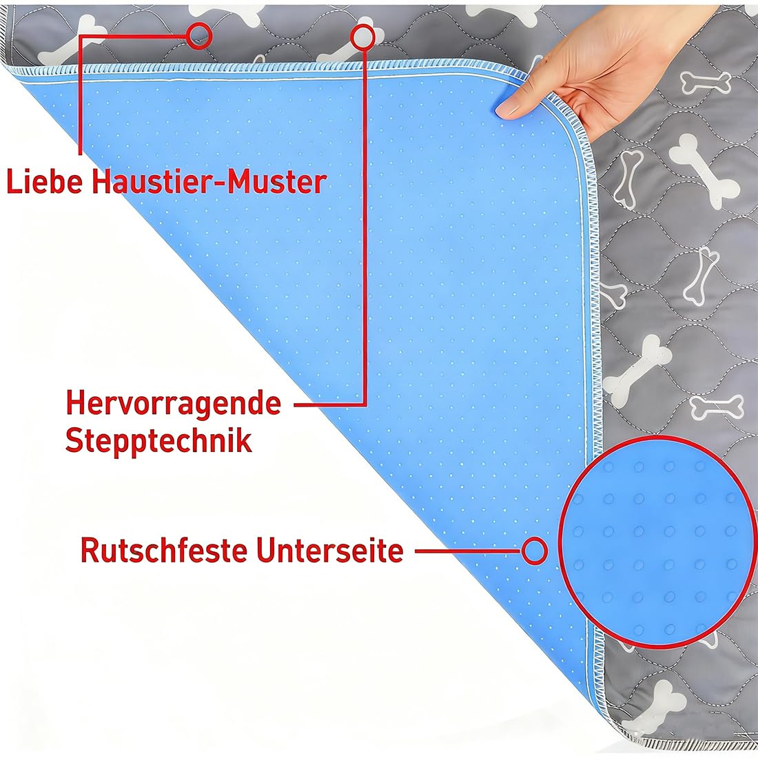 Wuffaro PIPI Matte, Wuffaroo PIPI Matte Mit Pheromone, PIPI Matten für Hunde, Waschbare & Wiederverwendbare Urinierpads für Hunde und Katzen, Auslaufsicher, rutschfest (Stil E, XL-80*90cm)