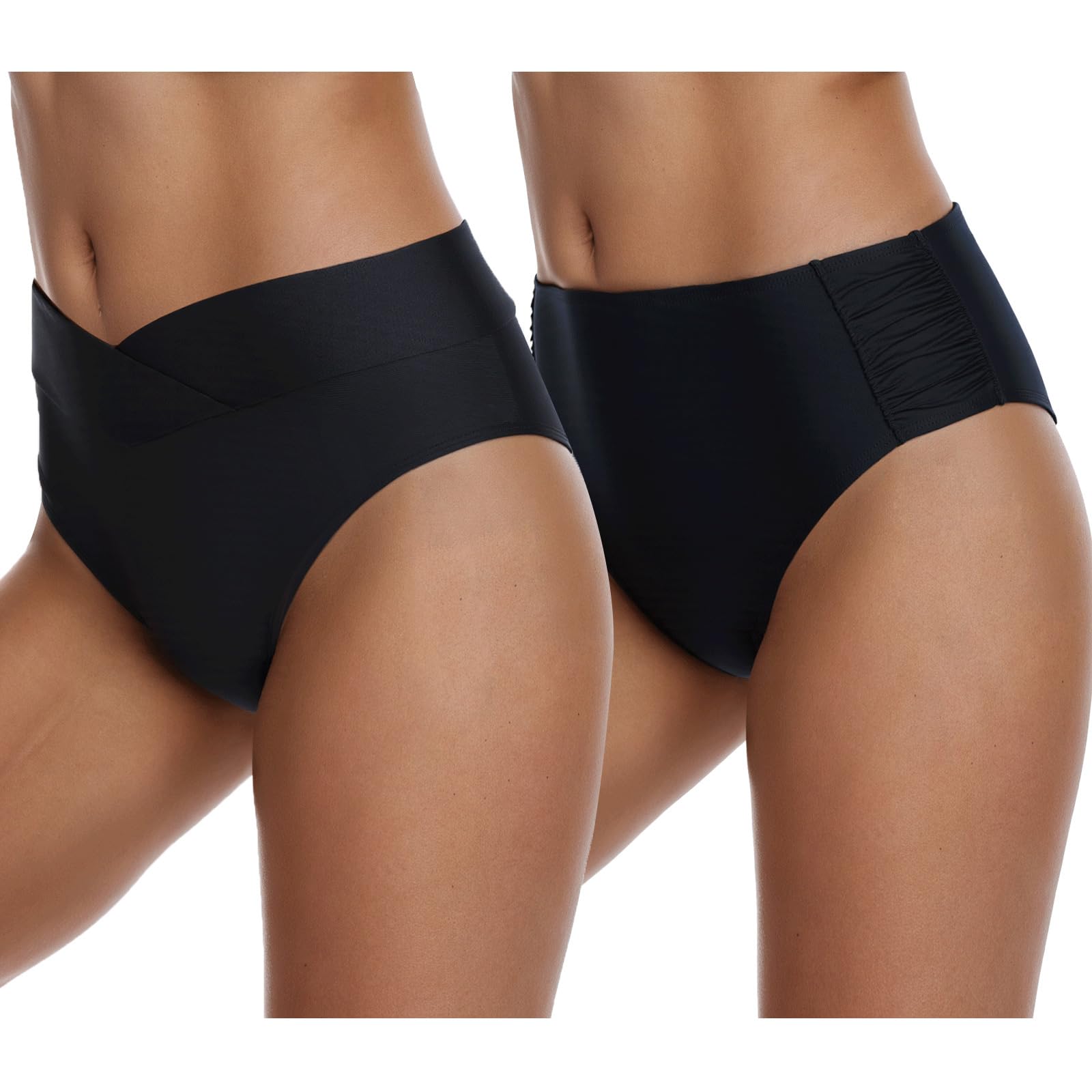 Adigaber Braguita de Bikini para Mujer Cintura Alta y Baja Sexy Culotes de Bikinis Pack de 2 para Mujeres Niñas Adolescentes