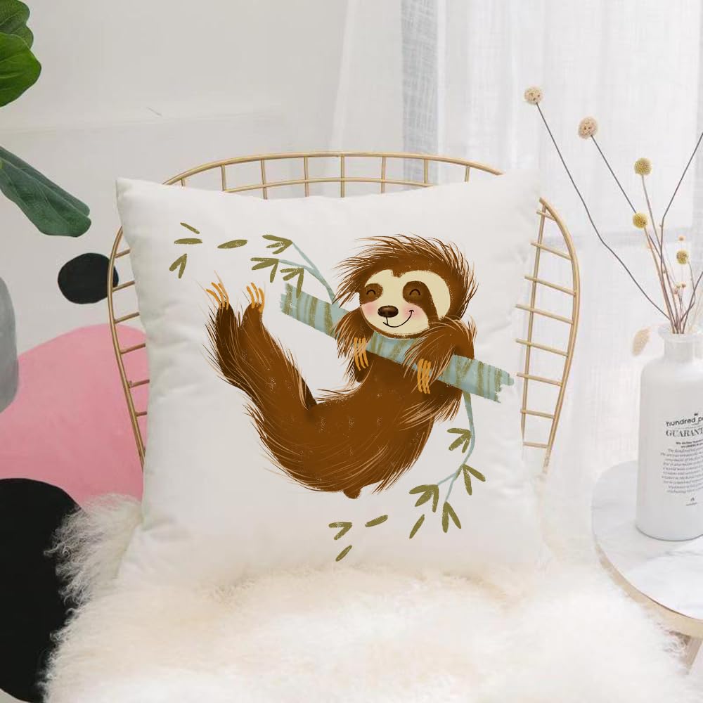 HYOSXW Cushion Cover,Throw Pillow Case Home Decorative for Living Room Bedroom Sofa Chair 16X16 Inch,Happy laziness hanging on the branches, lazy artwork, cheerful clutching the br,Pillowcase 40X40cm