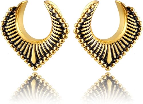 LADEMAYH Tapones de sillín para orejas, calibre 0.00 oz 1 pulgada en espiral para orejas, acero inoxidable 316L, dilatadores de oreja para hombres,