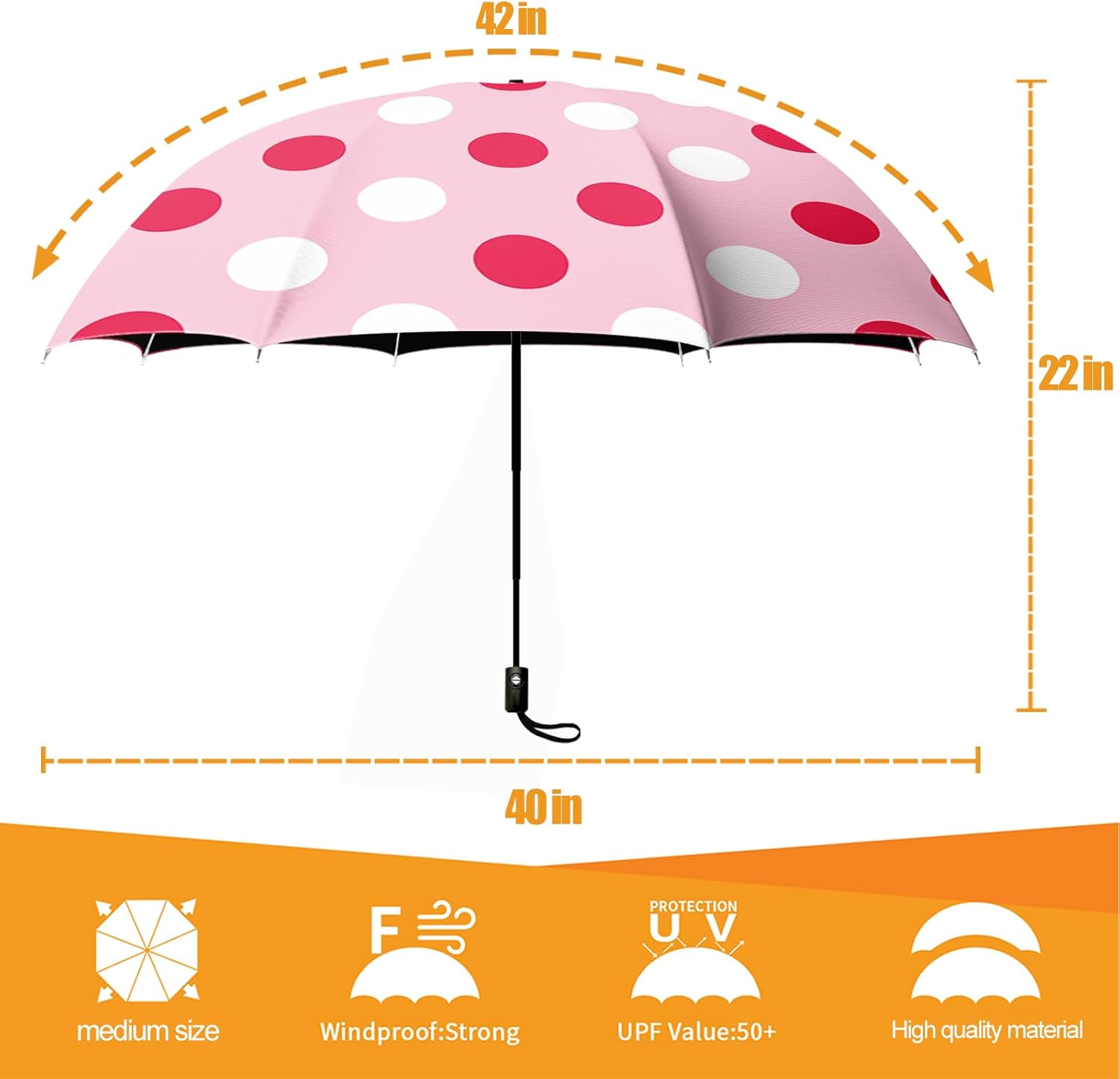 Small Compact Travel Automatic Folding Umbrella for Women, Portable Lightweight, Rain, Wind, UV Sun Shade