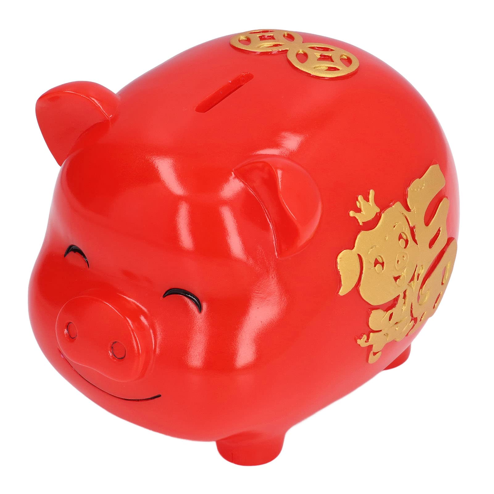 Kids Piggy Bank, Coins Saving Box Adorable Cute Cute Cartoon Shape Long Service Life Hand Painted Craft for Home Decoration for Coins Storage for Gift(S, Red Lucky Pig (Desirable))