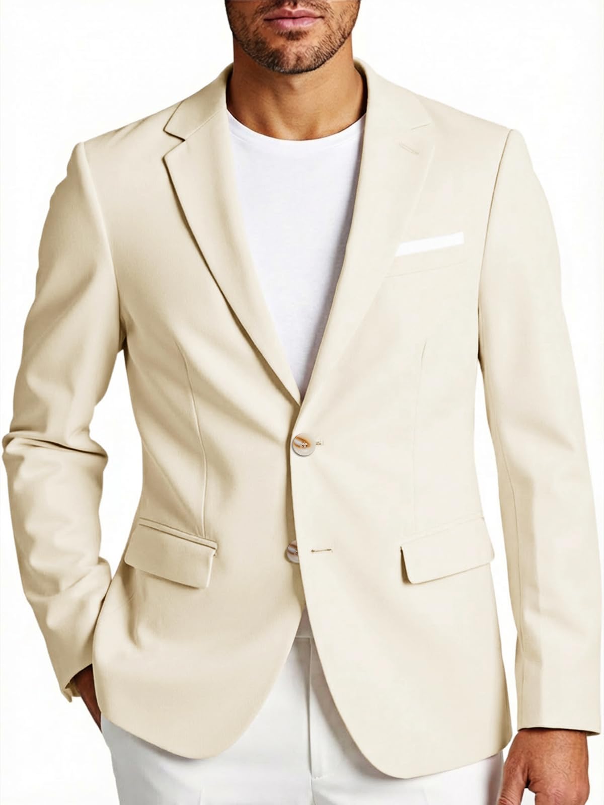 Runcati Sakko Blazer britannique à manches longues pour homme, coupe ajustée, couleur unie, pour affaires, mariage, loisirs
