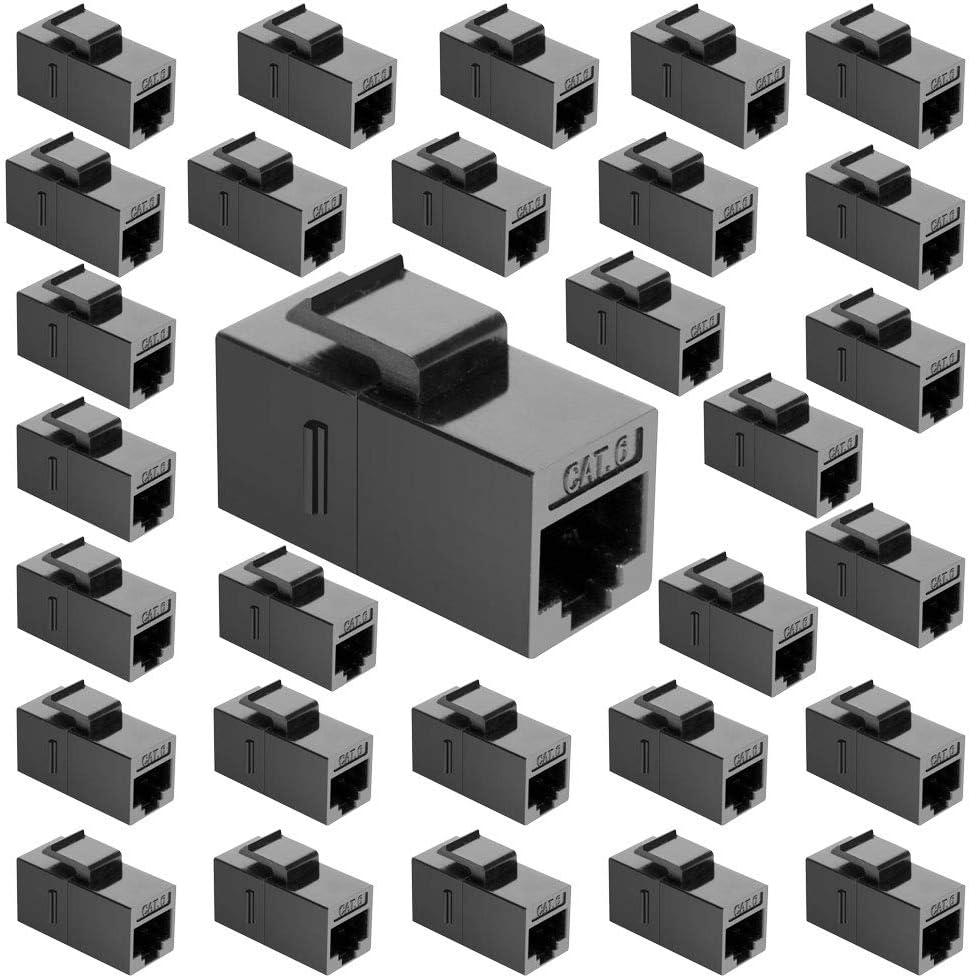 USHANLIN Cat6 Keystone Jack RJ45 Ethernet Couplers Unshielded Female to Female Inline Keystone Coupler 30 Pack