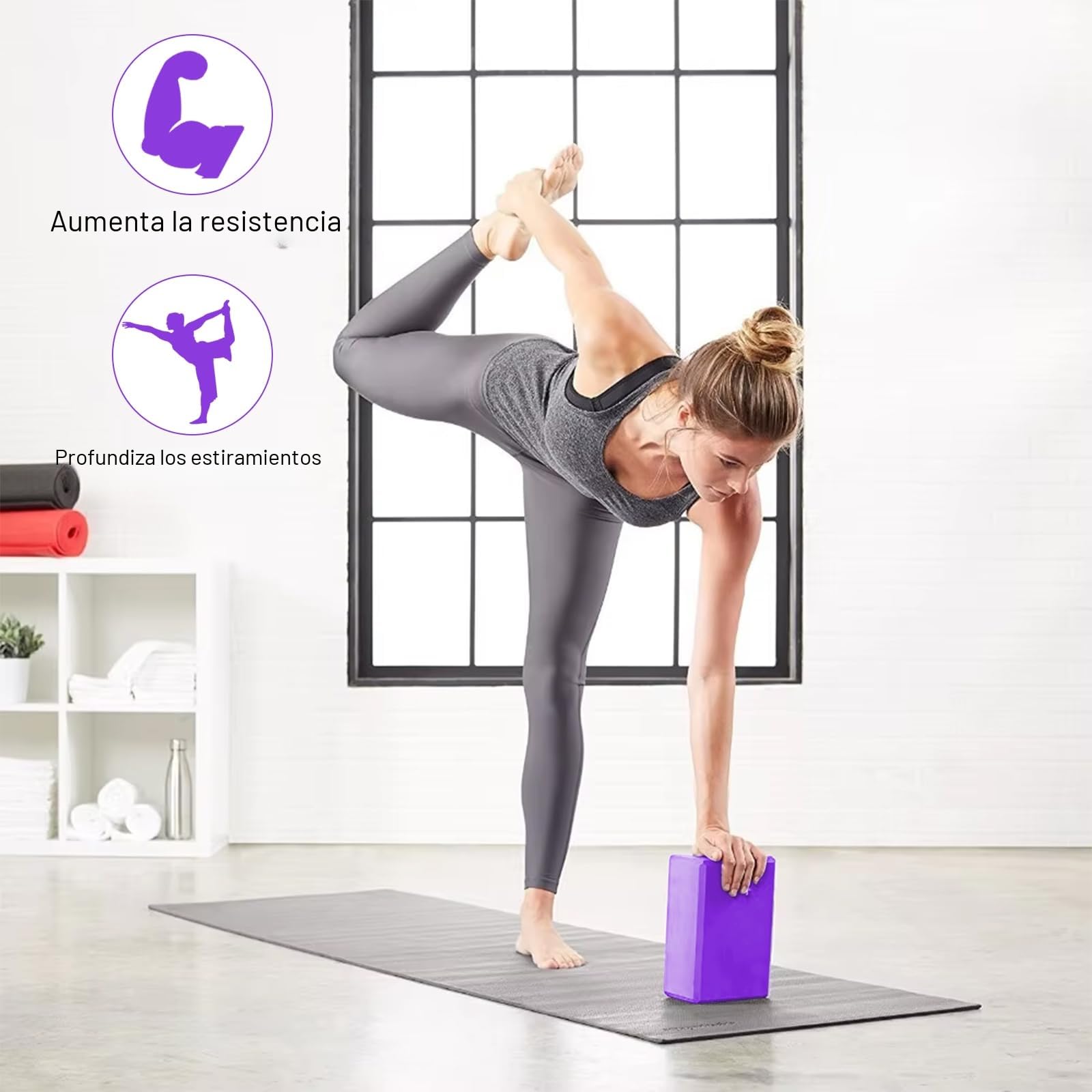Lixiluxia 2 Piezas 23×15×7.6cm Bloque Yoga, Ladrillo Yoga, Bloques Yoga, Cubos de Espuma, Ladrillos de Yoga EVA de Alta Densidad para Yoga, Pilates, Ejercicio, Entrenamiento, Fitne