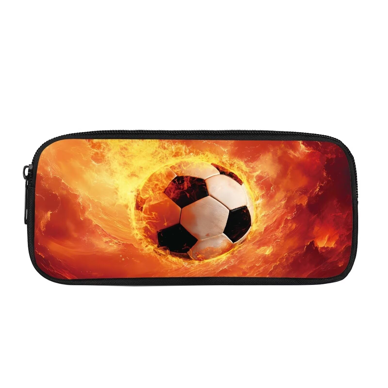 Showudesigns Football Pencil Case for Boys Kids Pen Pencil Bags Zipper Portable Storage Pouch Office Organizer Flame Soccer Secondary School Supplies Stationery for Teens — image 1