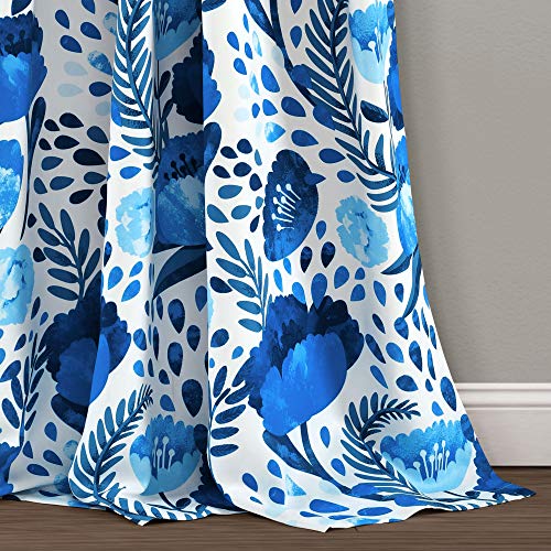 Lush Decor x 52", Blue Poppy Garden Curtains Room Darkening Window Set for Living Dining, Bedroom, 84 in L Panel Pair - Image 3