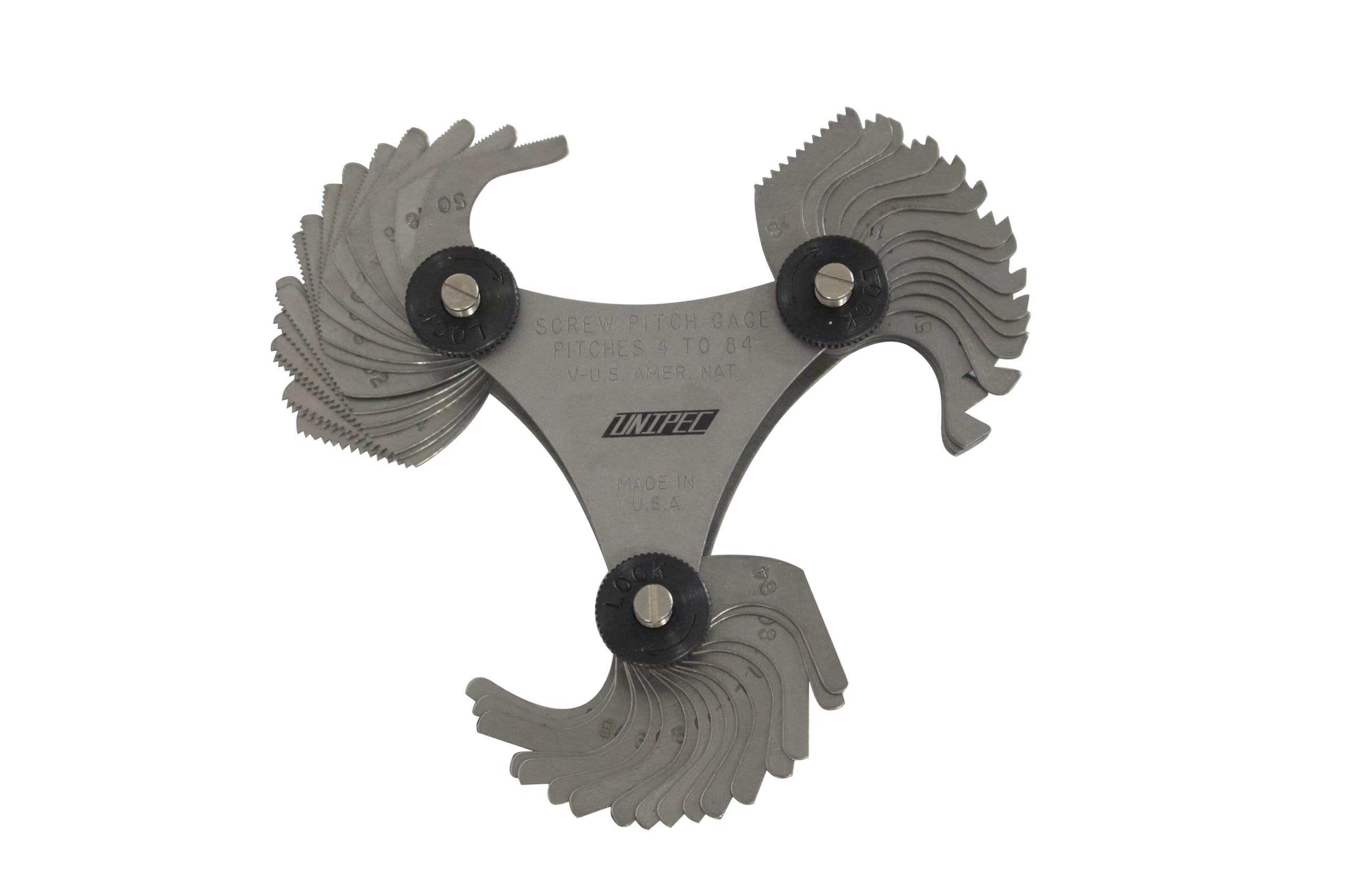 Made in USA | Unipec Screw Pitch Gauge – 51 Leaves, 4–84 TPI | English Thread Gage Tool | Precision Steel Thread Measuring Tool