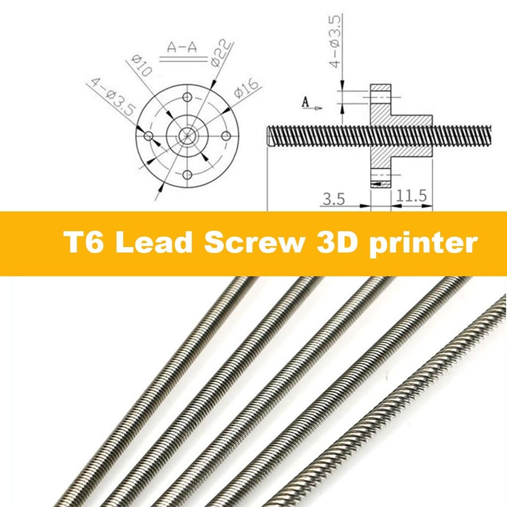 Gewindespindel, Trapezgewindespindel, T6-Gewindespindel for 3D-Drucker, Trapezgewindespindel aus Edelstahl mit Kupfermutter, Steigung 1 mm, 1 mm, Trapezstange for 3D-Drucker, 1 Stück(400mm)