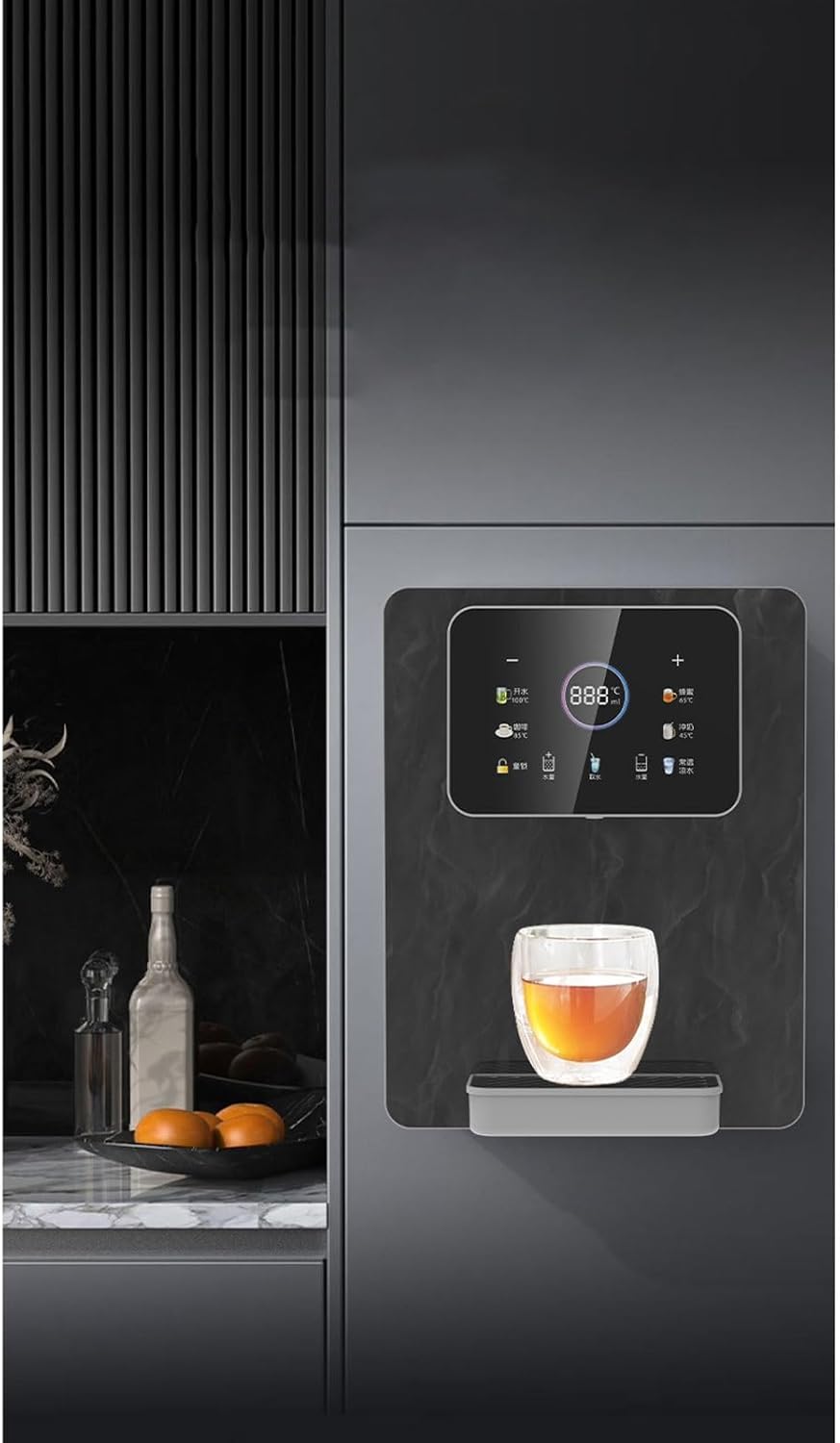 Hot Mains Fed Water Dispenser with Child Lock Instant Hot Water Purifier for Office Commercial Use Touch Screen (Black)
