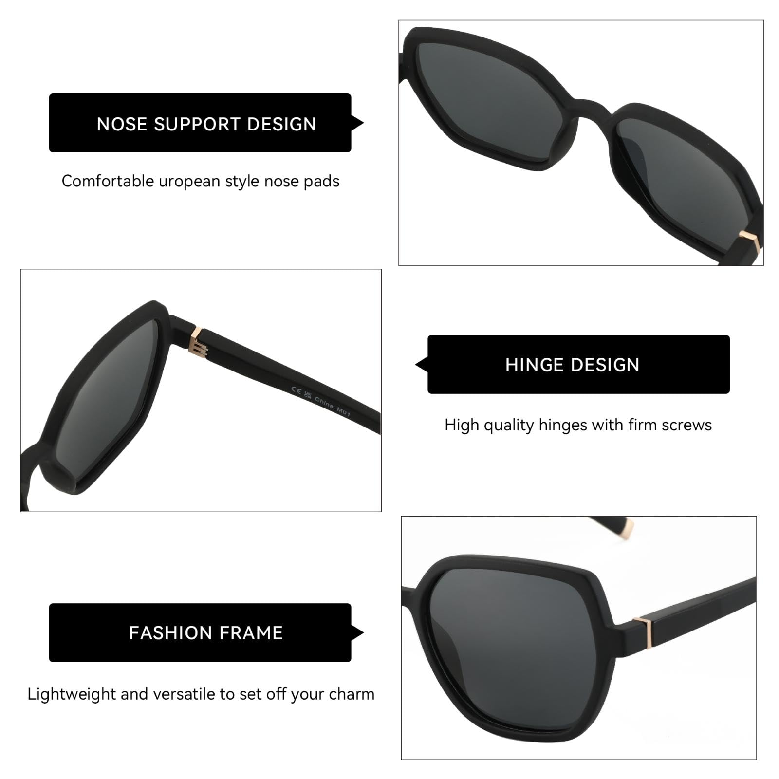 Modne sześciokątne okulary przeciwsłoneczne z polaryzacją damskie Uv400 Geometria Shade Ladies