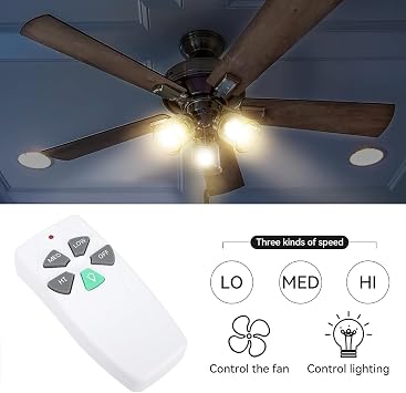 LICAEVEY Ceiling Fan Remote Control with Light Dimmer 303.9MHz Replacement for Harbor Breeze Hampton Bay Hunter with Wall Mount Holder for 3 Speed Fan FAN28R FAN18R Receiver