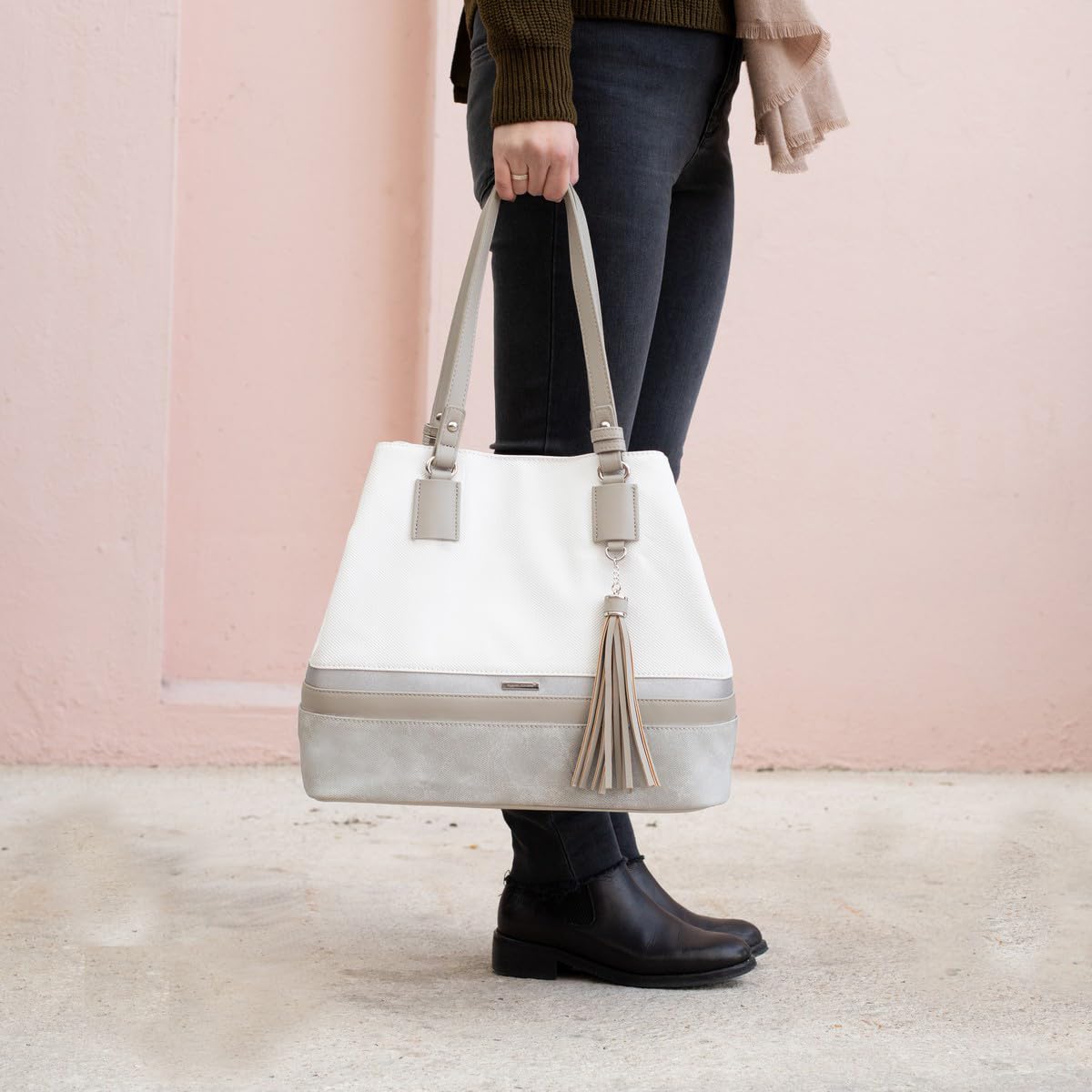 David Jones - Donna - Borse a Tracolla PU Pelle Bianco