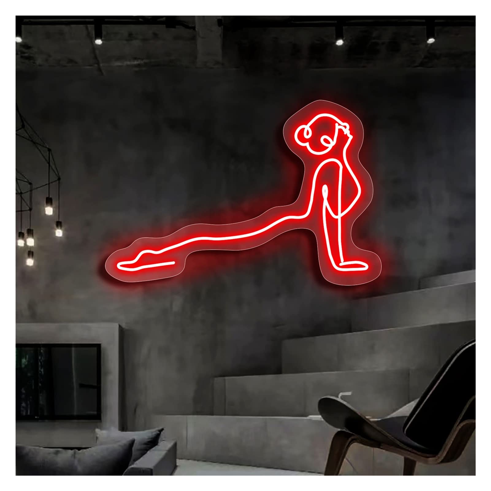 Yoga Letreros de Neón LED para Decoración de Pared Recámara,Acrílico Señal de Neón Regulable,Neón Personalizado con Control Remoto,para Decoración de Boda,Fiesta,Bar,Tienda(Red,19.7x13in)