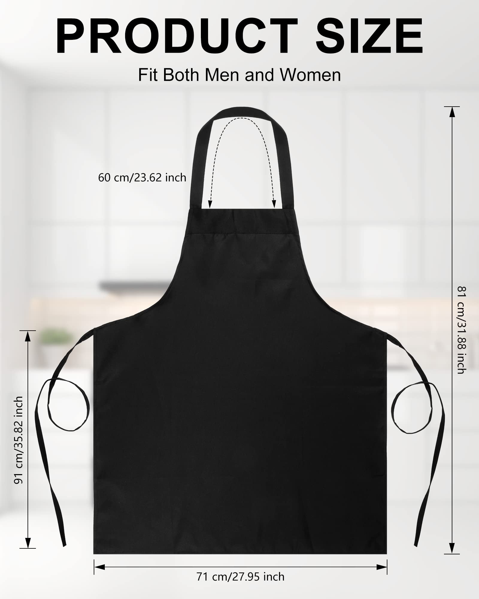 Paquete de 36 delantales de babero a granel lisos para hombre mujer adulto delantal unisex lavable a máquina, delantal ajustable babero delantales ajustables, Negro -, talla única