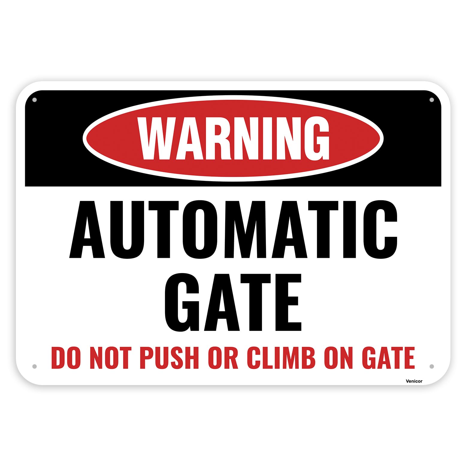 Automatic Gate Warning Sign, Moving Gate Safety Notice, Aluminum, 12x8 Inch
