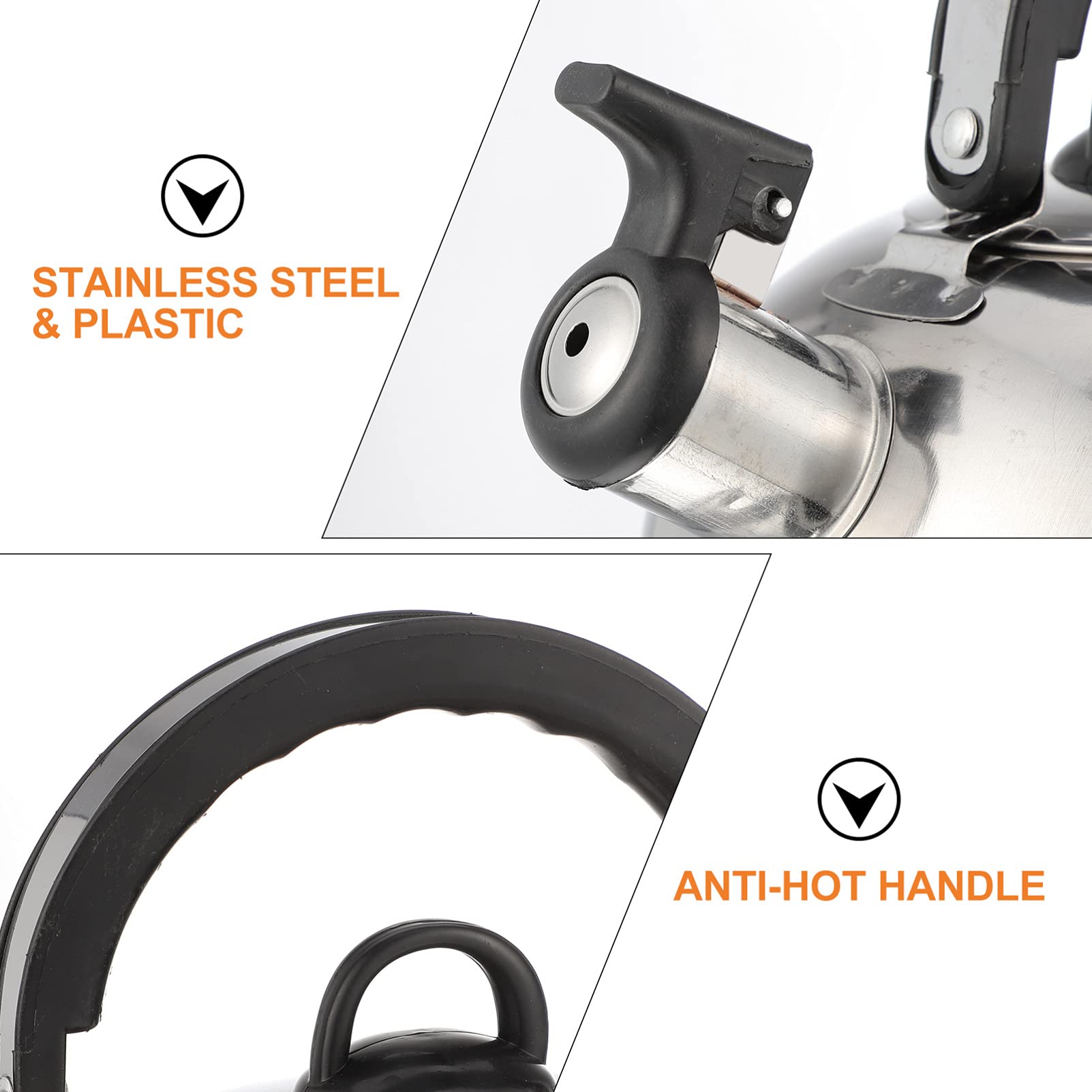 tetera, Silbato de estufa, tetera, con mango ergonómico(Silver)