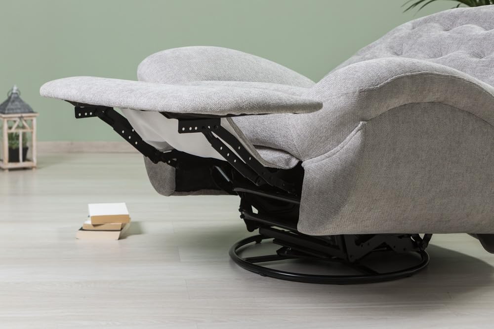 Poltrona Relax Manuale 3 Posizioni Girevole, Rotante e a Dondolo per Soggiorno, Anziani e TV, Stile Moderno - Pina (Grigio Perla)