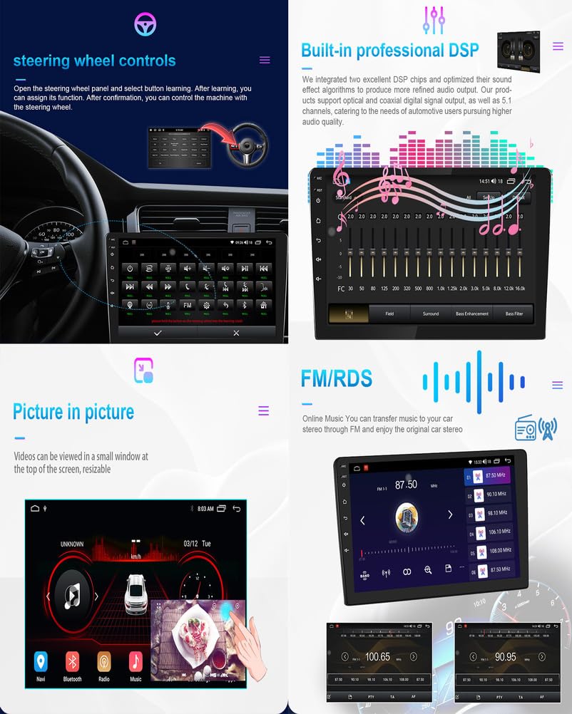 Y200s,Android 15.0 Stéréo Remplacement pour RAV4 2001-2006 Autoradio GPS Navigation 9''Cartablet Lecteur DVD Vidéo Multimédia FM BT Receiver avec Android Auto Carplay