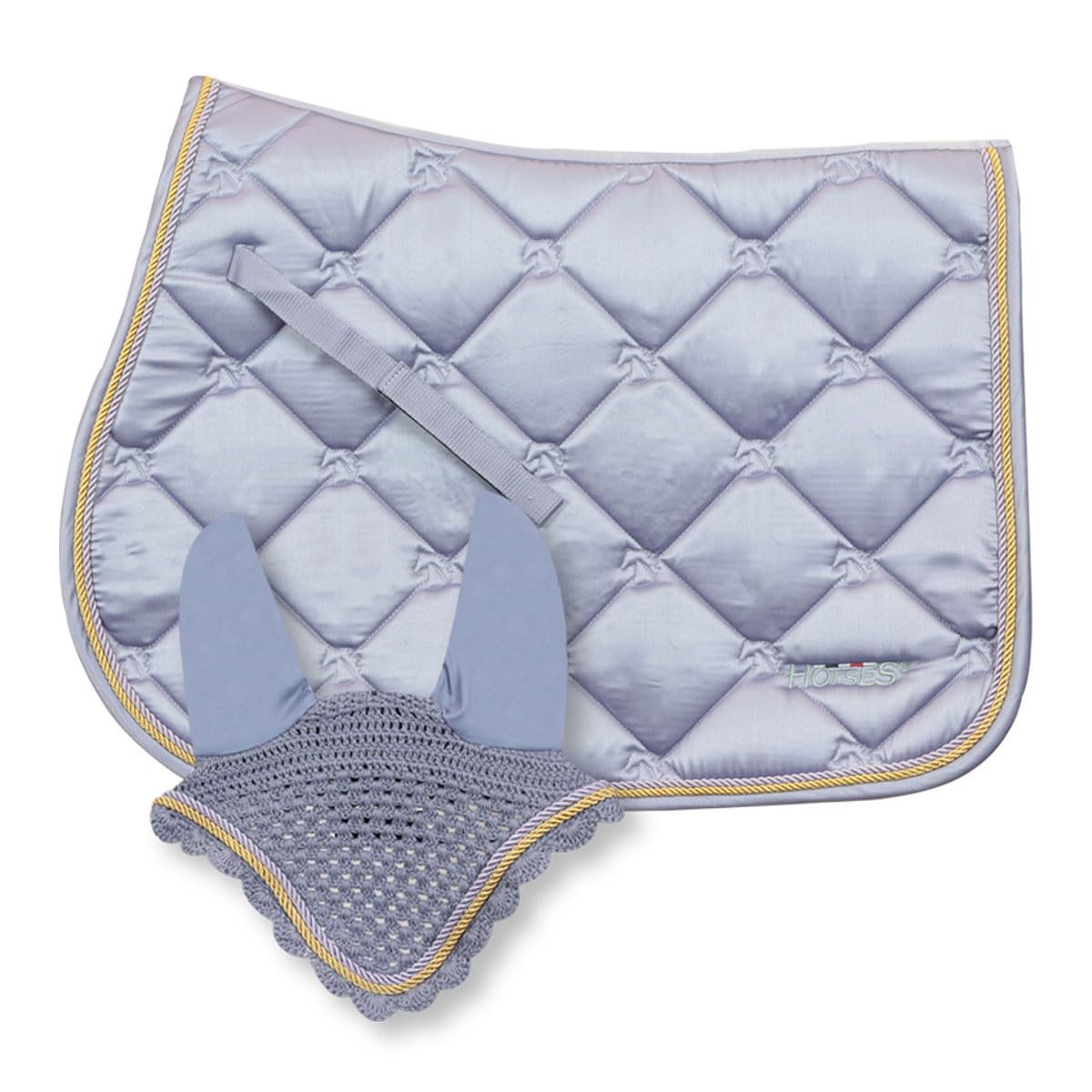 Sillín de salto+gorro Estelle, suave y resistente, indispensable para proteger al caballo de traumas y choques excesivos, Sobrio y elegante