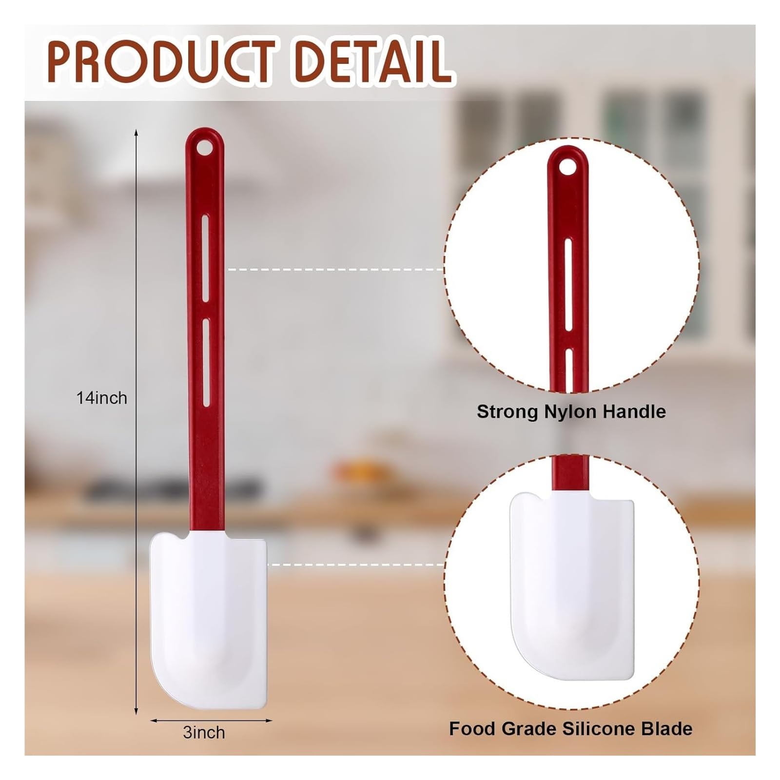 Générique Ensemble de 3 spatules en Silicone résistantes à la Chaleur avec Manche, compatibles Cuisine et pâtisserie