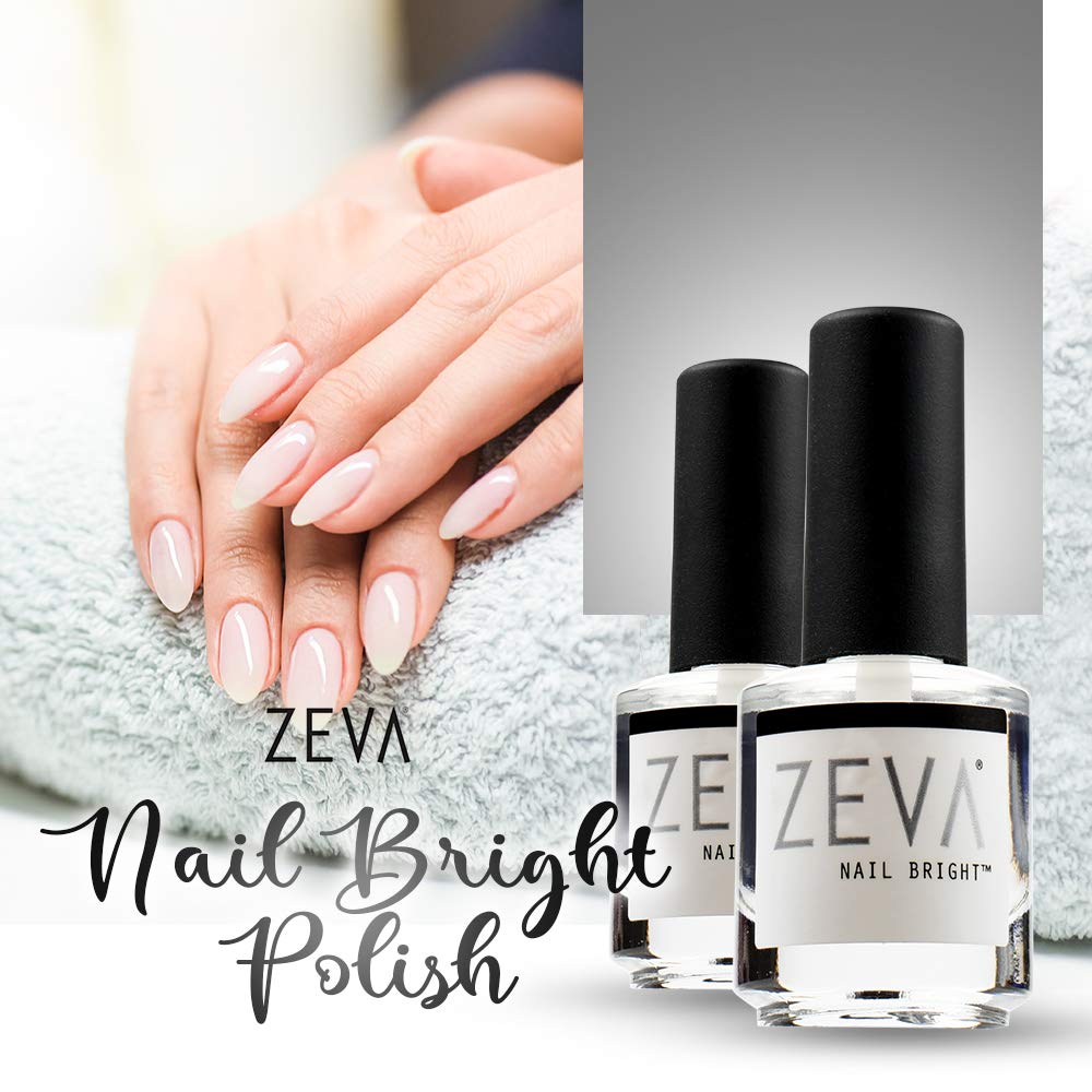 ZEVA Nail Bright – One-Step Salon Grade French Manicure Fingernail & Toenail Polisher & Whitener – Quick Dry White & Pink Polish & Brightener For Nails