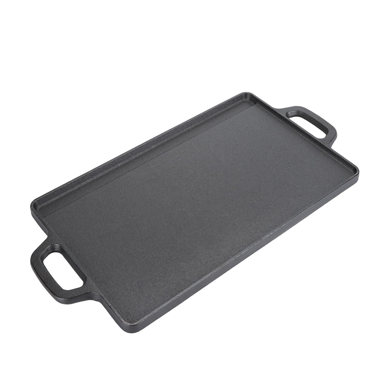 Fdit Piastra Rettangolare in Ghisa Doppia Faccia con Superfici Liscia e Rigata per Griglia a Gas BBQ e da Campeggio (44 * 23 * 2 cm)