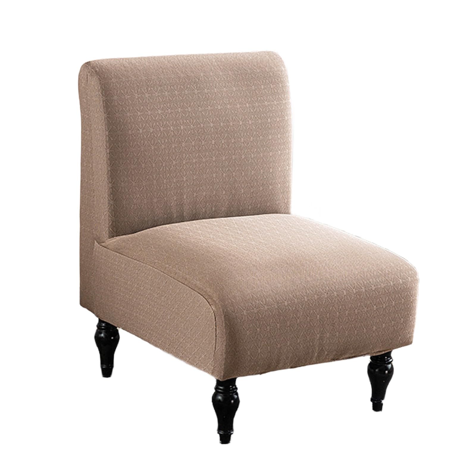 Armless Accent Chair Cover Stretch Spandex Slipper Chair Cover Removable Washable Armless Chair Slipcover for Living Dining Room Hotel(Khaki)