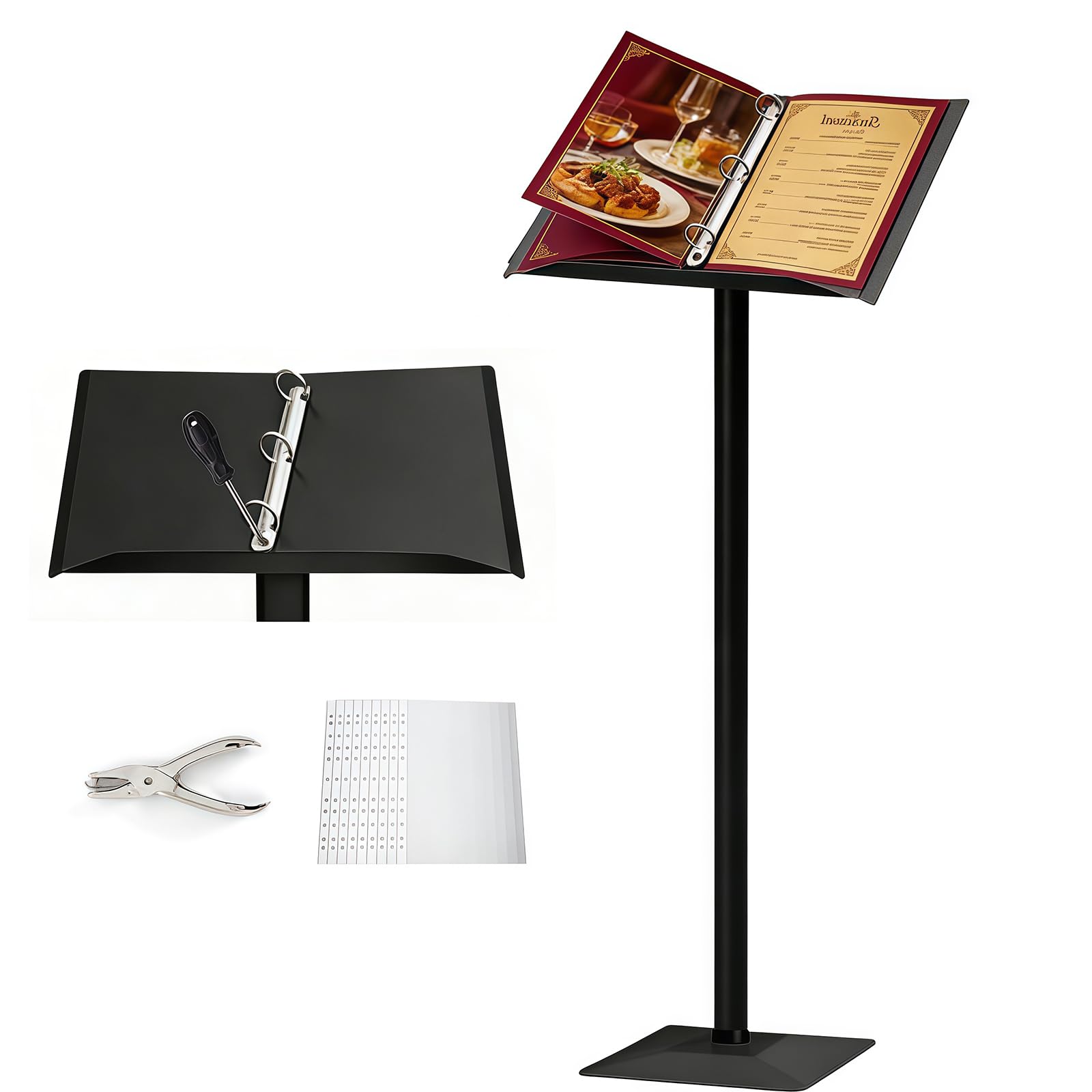 bimiti Menüständer Outdoor Metall, Outdoor Wartetafel Menüanzeige Ständer Schild, Werkzeug inklusive Aufsteller für Restaurant/Café/Shop(Schwarz)